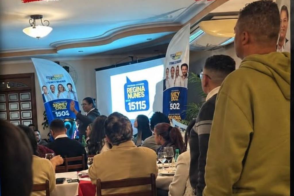 Secretária de Nunes anuncia reajuste a entidades em jantar com cartazes eleitorais da primeira-dama